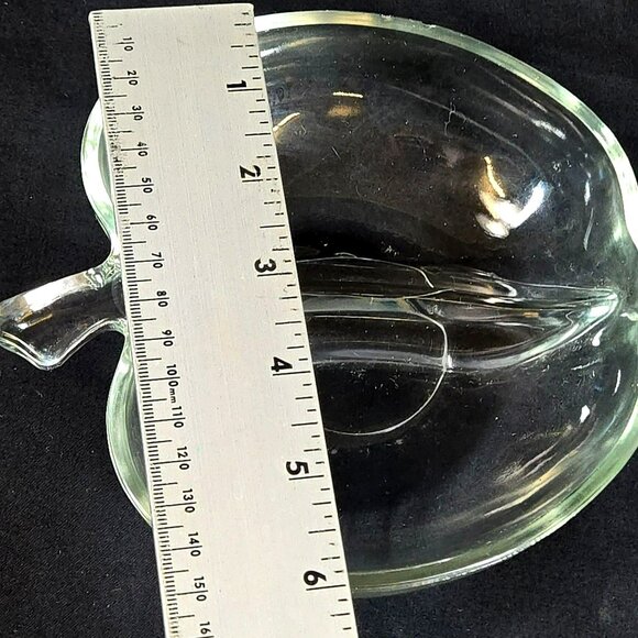 Vintage Hazel Atlas Apple Bowl Orchard Divided Relish Candy Dish Clear Glass 6" - Picture 6 of 8